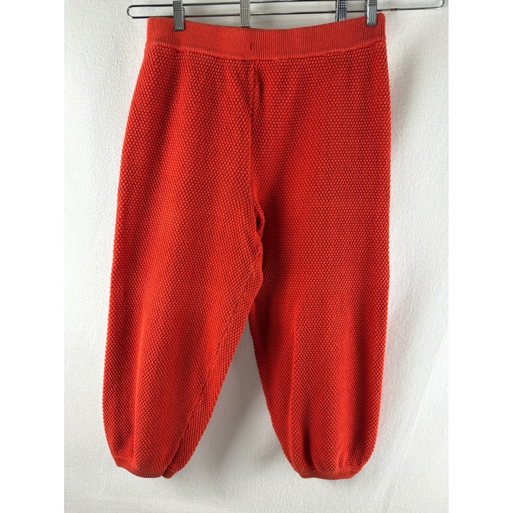 Free People Beach Womens XL Orange Popcorn Knit Cotton Jogger Pants Waffle